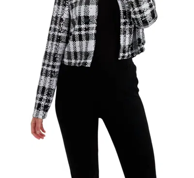 Frank Lyman Knit Jacket In Black/white In Multi