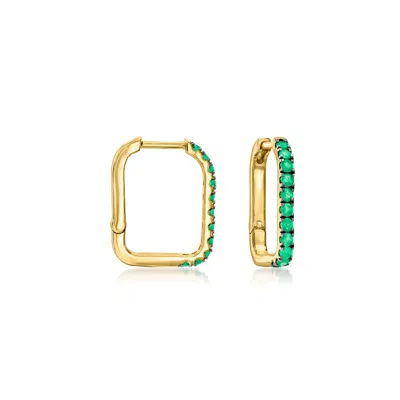 Ross-simons Emerald Paper Clip Link Hoop Earrings In 18kt Gold Over Sterling In Green