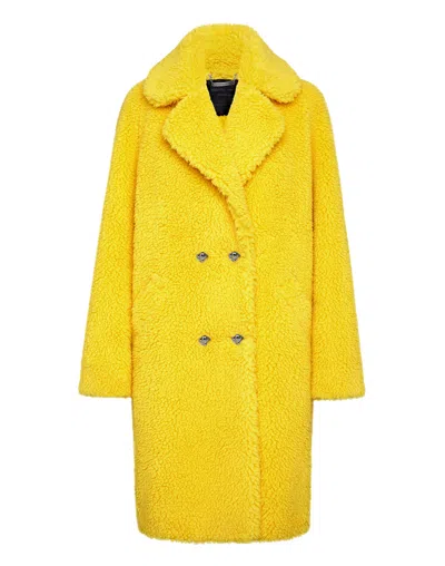 Philipp Plein Coat Long Iconic Plein In Yellow