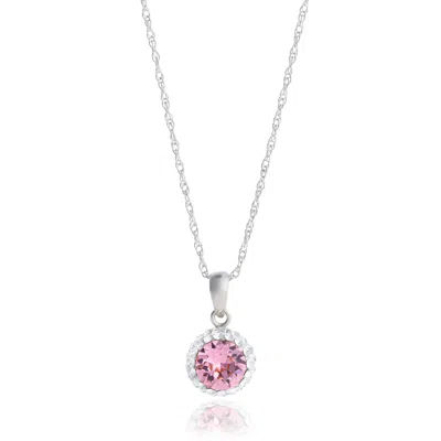 Max + Stone Sterling Silver Crystal Halo Pendant Necklace In Pink