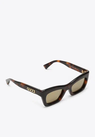 Gucci Acetate Rectangular Sunglasses In Brown