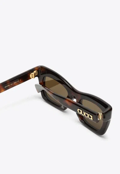 Gucci Acetate Rectangular Sunglasses In Brown