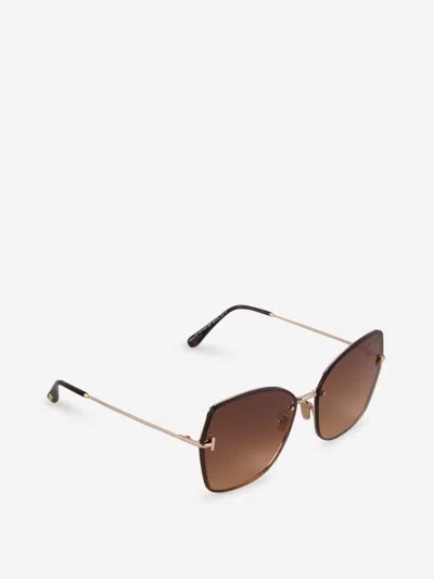 Shop Tom Ford Nickie Rectangular Sunglasses In Logo Printed On The Lens And Inside The Temples