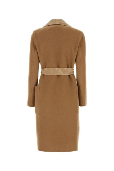 Max Mara Biscuit Camel Abito Coat In Brown