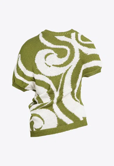 Shop Dries Van Noten Asymmetric Knitted Top In Green