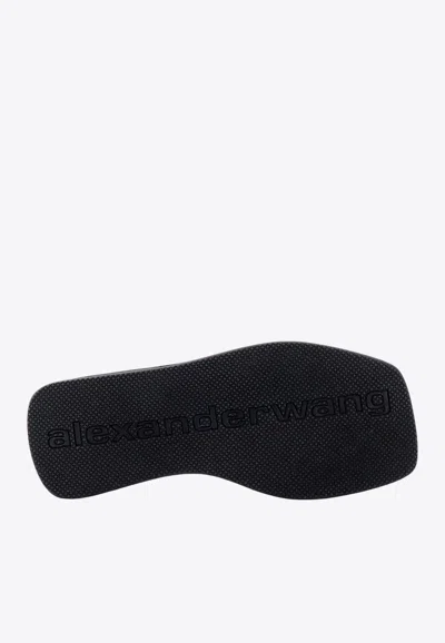 Alexander Wang Square Toe Logo Midsole Wedged Flip Flops In Black