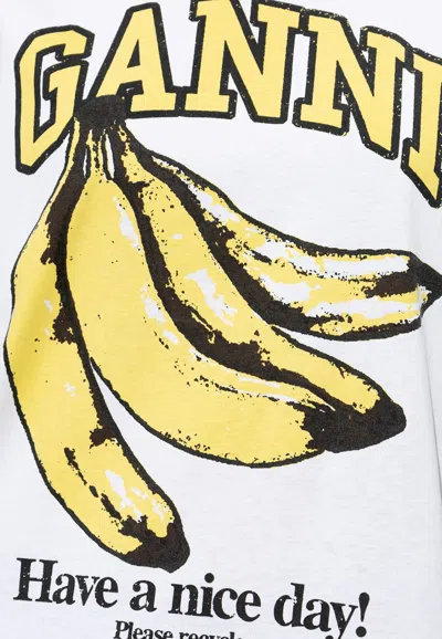 Shop Ganni Banana Print Logo T-shirt In White