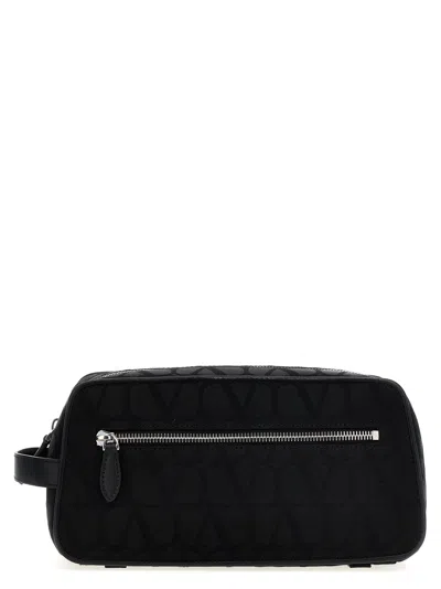 Valentino Garavani  Garavani 'black Iconographe' Wash Bag In Black