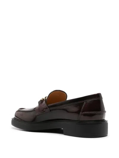 Tod's Logo-plaque Leather Loafers In Brown