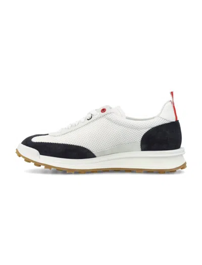 Shop Thom Browne Tech Runner In Fine Kid Suede In Navy