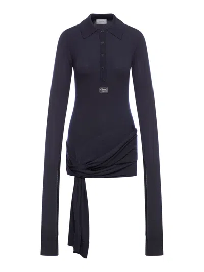 Shop Coperni Knotted Sleeved Dress In Blue