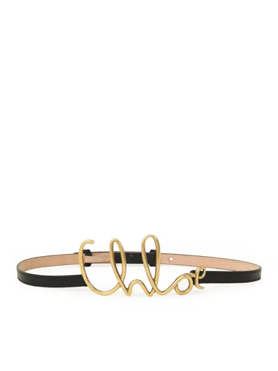 Chloé Iconic Leather Belt Gold-tone Hardware In Black