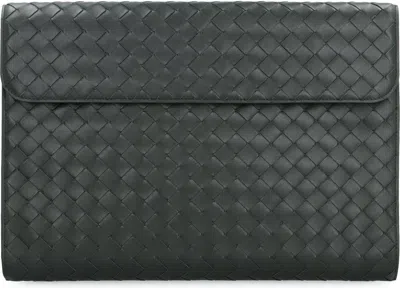 Bottega Veneta Men's Intrecciato Vn Document Case In Green