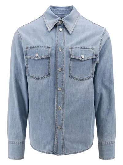 Bottega Veneta Bleached Light Denim Shirt In Denim