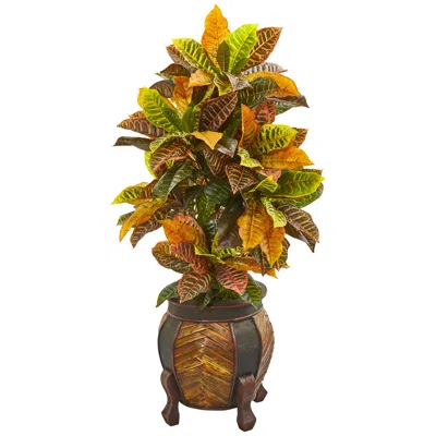 Homplanti 44" Croton Plant In Decorative Planter (real Touch)