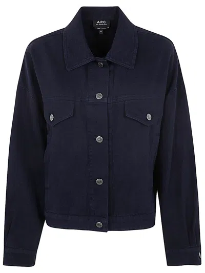 Apc A.p.c. Long Sleeved Buttoned Jacket In Blue