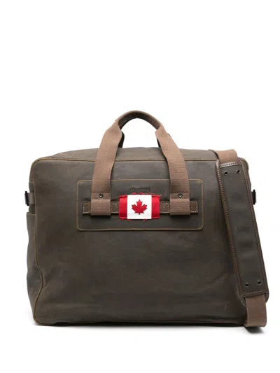 Shop Dsquared2 Canadian Flag Appliqué Holdall Bag In Verde Scuro