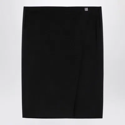 Givenchy Black Wool Skirt With Metal Button 4g In Black
