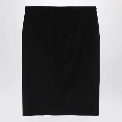 Givenchy Black Wool Skirt With Metal Button 4g In Black