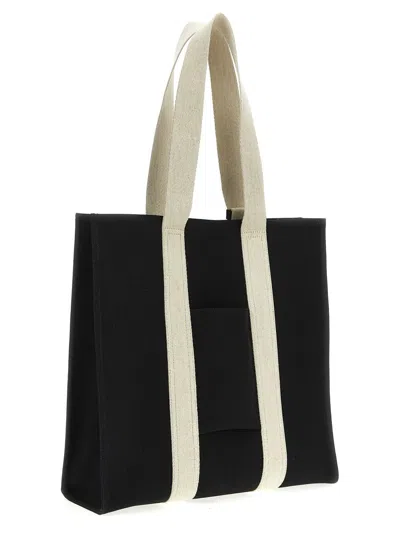 Shop Jacquemus 'le Cabas Cuerda' Shopping Bag In White/black