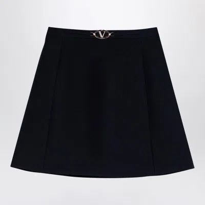 Valentino Elegant Navy Mini Skirt With Vlogo Waistband In Blue