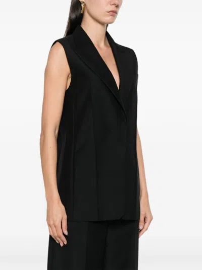 Fendi Black Tailored Vest With Sharp Lapel In Black