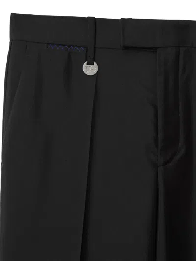 Burberry Suit Pants In Navy Blue Wool. Straight-leg Cut. Zippered Closure And Belt Clip. In Black