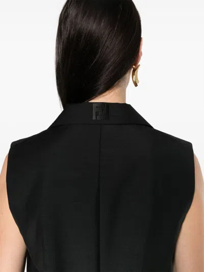 Shop Fendi Wool Single Breasted Vest In Black