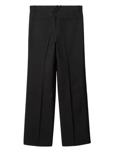 Burberry Suit Pants In Navy Blue Wool. Straight-leg Cut. Zippered Closure And Belt Clip. In Black
