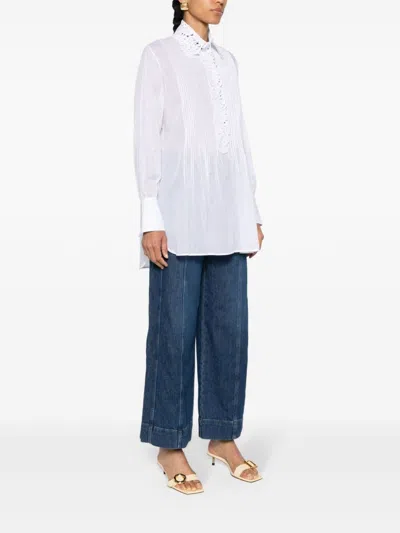 Ermanno Scervino Floral-lace Cotton Shirt In White