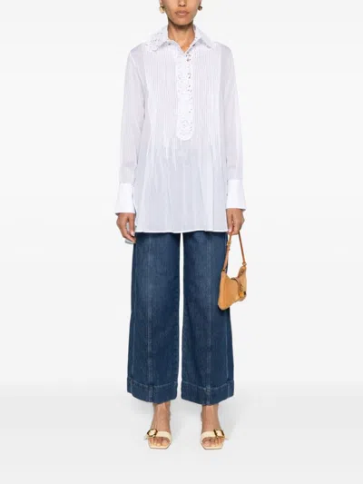 Ermanno Scervino Floral-lace Cotton Shirt In White