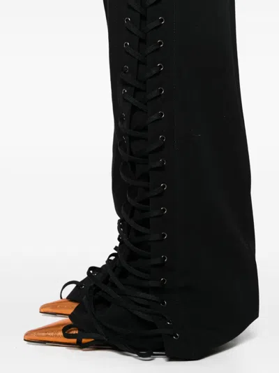 Jean Paul Gaultier Straight Leg Wool Trousers In Black