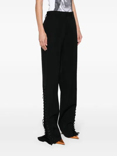 Jean Paul Gaultier Straight Leg Wool Trousers In Black