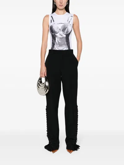 Jean Paul Gaultier Straight Leg Wool Trousers In Black