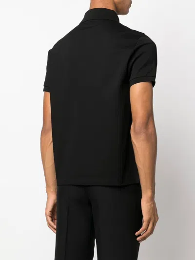 Shop Saint Laurent Monogram Cotton Piqué Polo Shirt In Black