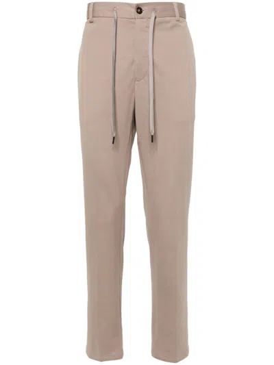 Circolo 1901 Piqué Drawstring Trousers With Pressed Crease In Dove Grey