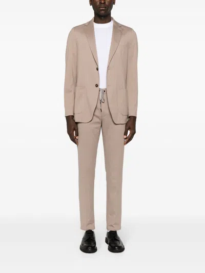 Circolo 1901 Piqué Drawstring Trousers With Pressed Crease In Dove Grey