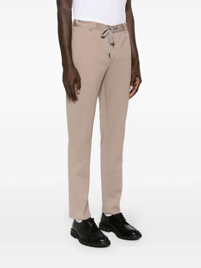 Circolo 1901 Piqué Drawstring Trousers With Pressed Crease In Dove Grey