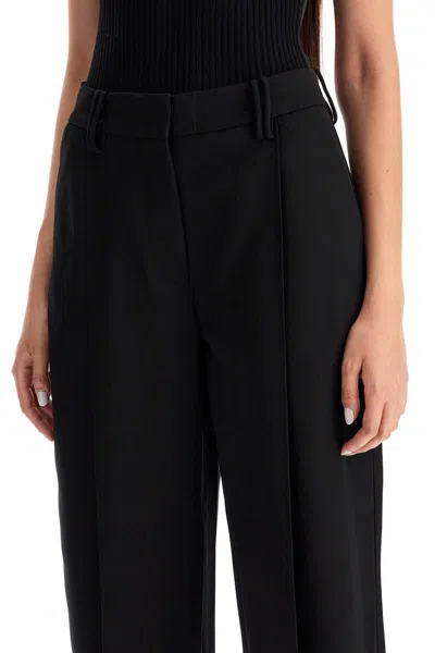 Shop Ganni Lightweight Pants With Pleats In Black