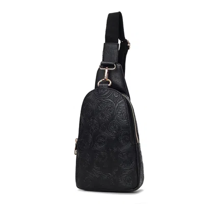 Mkf Collection By Mia K Millie Flower Embossed Women's Sling Bag By Mia K In Black