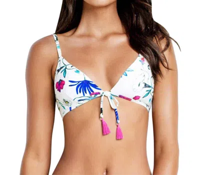 Seafolly Tie Front Bralette Bikini Top In Sea Flower Festival White In Multi