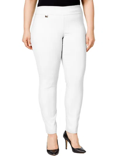 Alfani Plus Womens Tummy Control Petite Skinny Pants In White