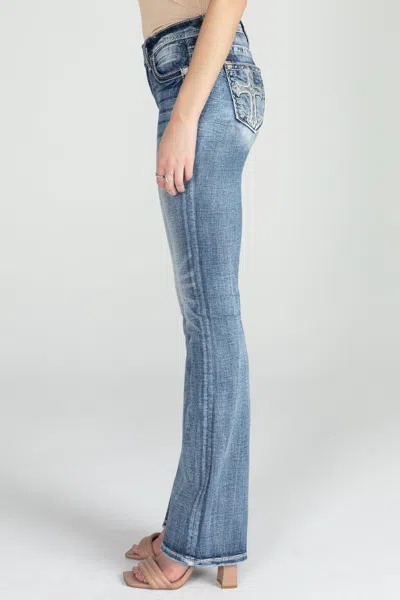 Miss Me Acid Sequined Cross Bootcut Denim In Medium Wash