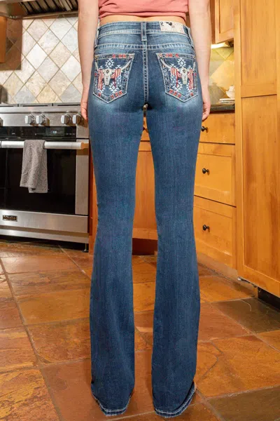 Miss Me Americana Longhorn Bootcut Denim In Medium Wash