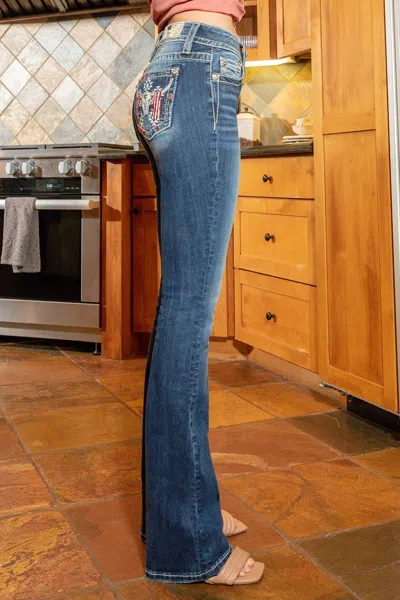 Miss Me Americana Longhorn Bootcut Denim In Medium Wash