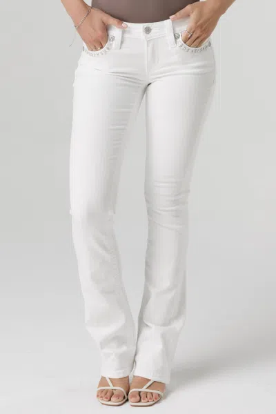 Miss Me Aspen White Stitch Bootcut Jeans In White