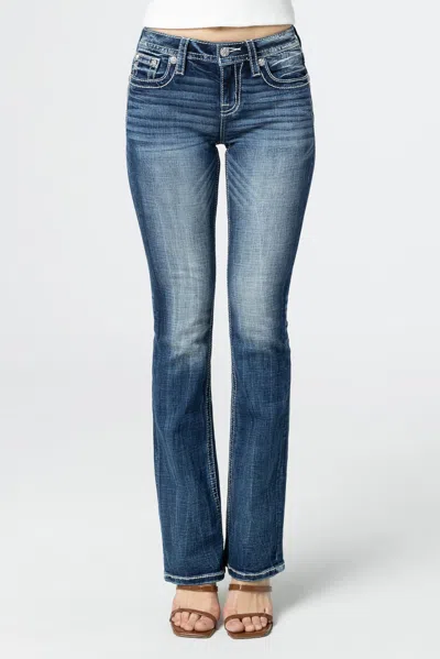Miss Me Aztec Embroidered Cross Bootcut Jeans In Dark Wash
