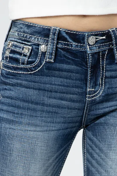 Miss Me Aztec Embroidered Cross Bootcut Jeans In Dark Wash