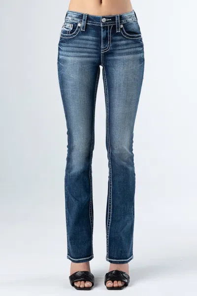 Miss Me Aztec Geometric Bootcut In Med/dark Wash