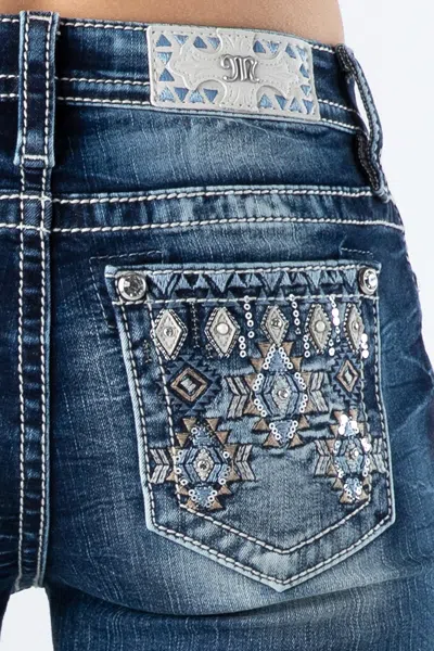 Miss Me Aztec Geometric Bootcut In Med/dark Wash